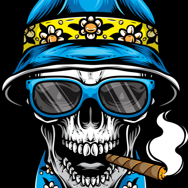 smoking skull wearing bucket hat vector  Converted  Thumbnail