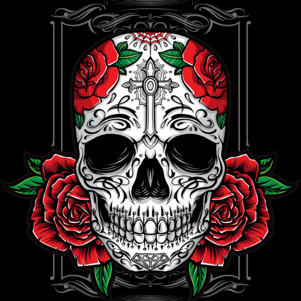 sugarskull with roses vector ornament  Converted  Thumbnail