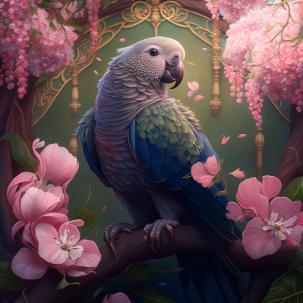 Serenity parrot cherry blossom rococo style fantasy background  b93f63b6 8e09 4c69 ba64 3b2f7ecdd03b Thumbnail